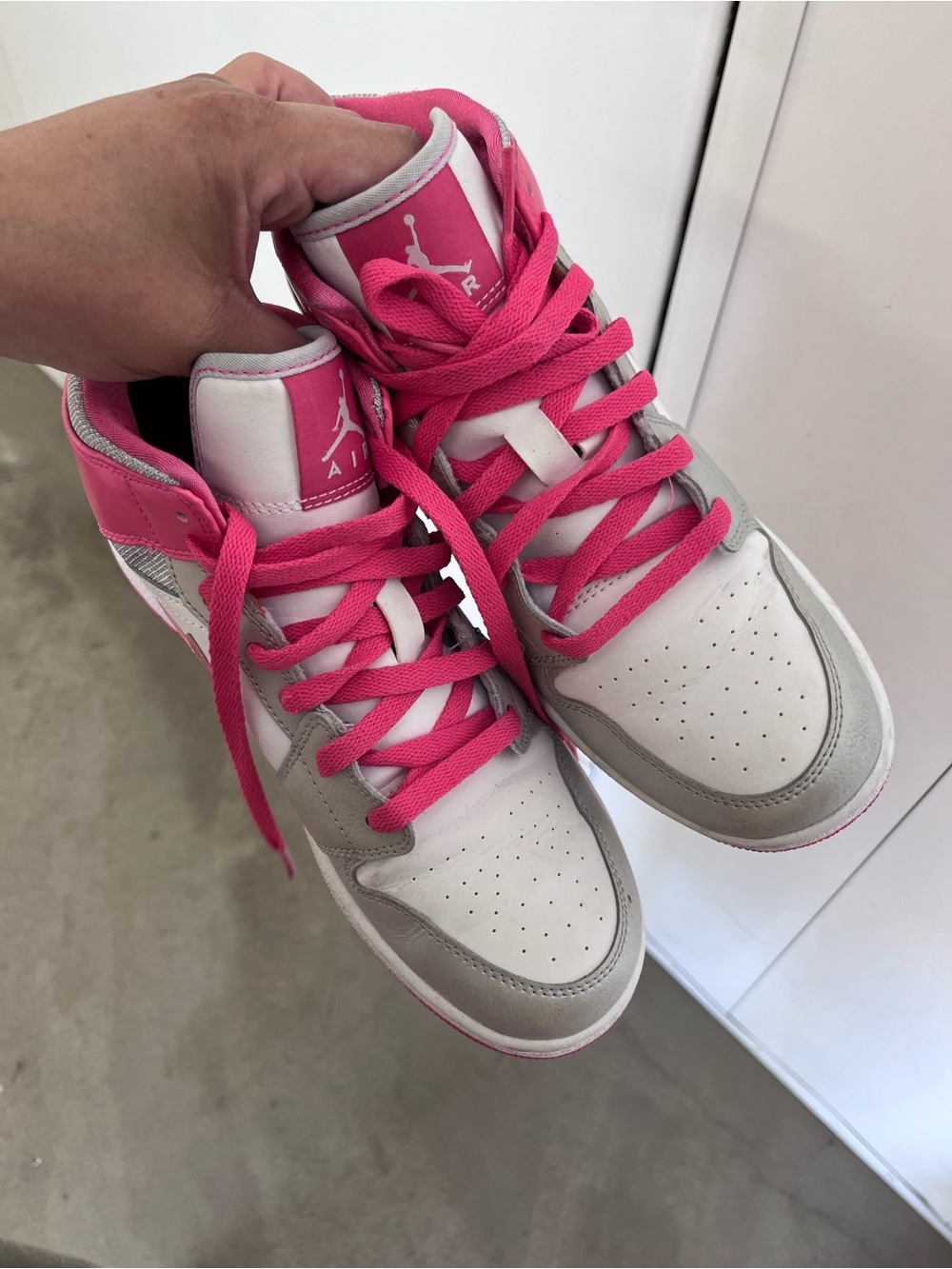 Air- Jordans High Top Women’s Sneakers - White & Pink